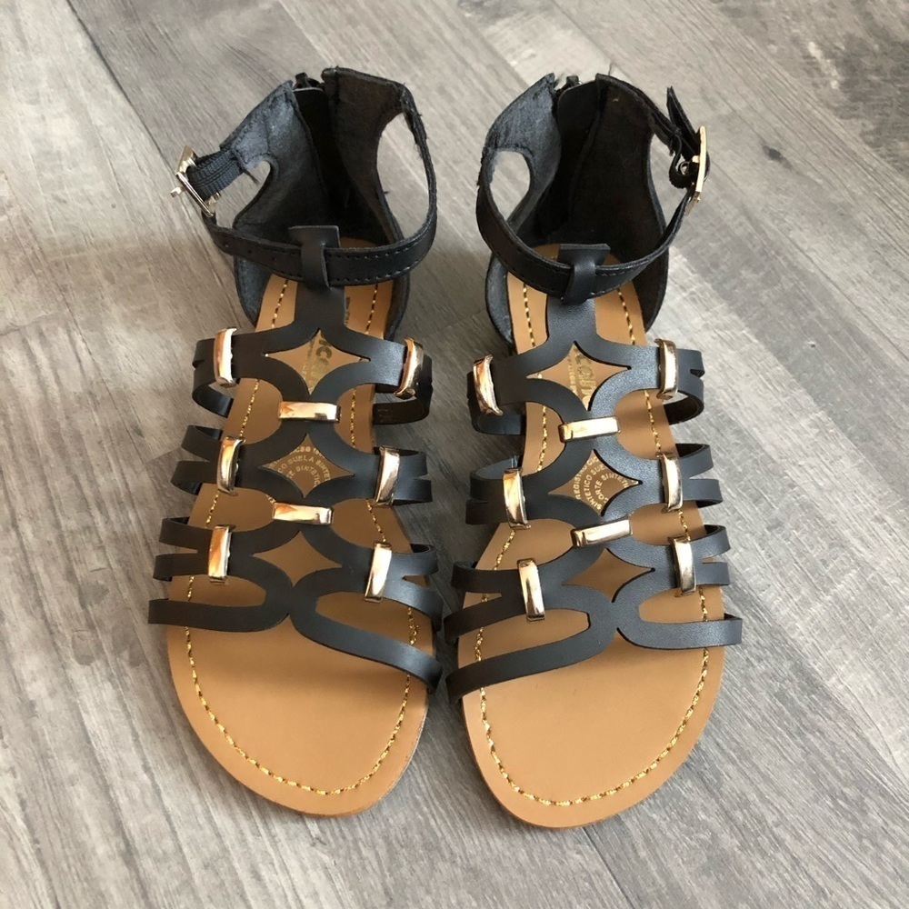 Tropicana Girls Black Leather Sandals